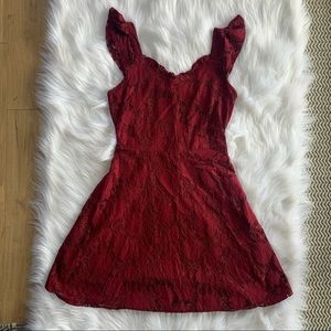 Red Floral Lace Dress